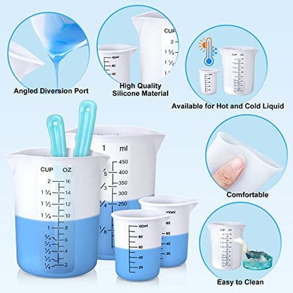 LET'S RESIN Silicone Measuring Cups, 450 ml and 100 ml Mixing Kit | Two-scale reusable silicone cups and stirring sticks are easy to clean for resin molds, pigments and glitter tumblers - size: 450ml