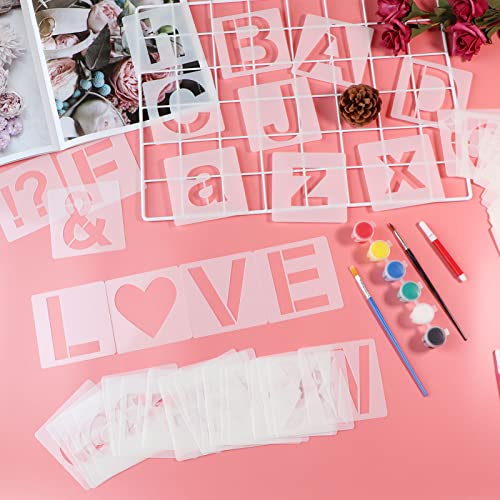YEAJON 1 Inch Letter Stencils Symbol Numbers Craft Stencils, 66 Pcs Reusable Plastic Alphabet Templates for Painting on Wood, Wall, Fabric, Rock, Glass, Signage - size: 1 Inch