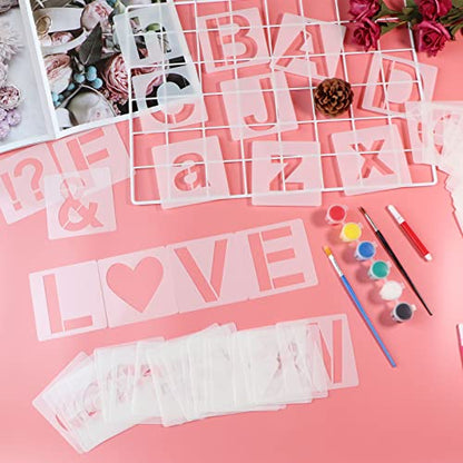YEAJON 1.5 Inch Letter Stencils Symbol Numbers Craft Stencils, 66 Pcs Reusable Plastic Alphabet Templates for Painting on Wood, Wall, Fabric, Rock, Glass, Signage - size: 1.5 Inch