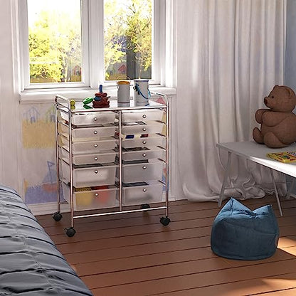 Simple Houseware 12 Drawers Rolling Utility Cart Organizer, Chrome - color: Chrome, size: 12 Drawers