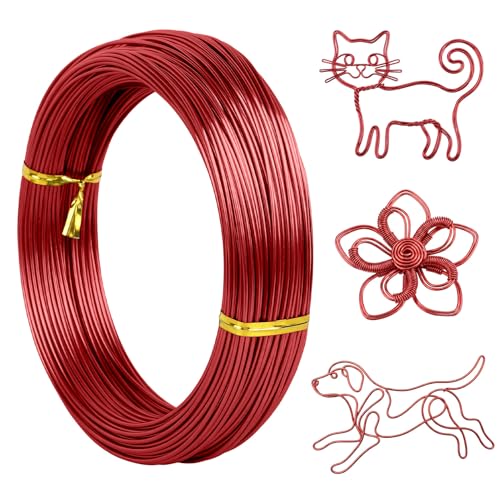 Tenn Well 165ft 18 Gauge Aluminum Craft Wire Red Bendable for Jewelry | Bendable metal wire for sculpting, floral making, wreath making, wire wrapping, Christmas - color: Red