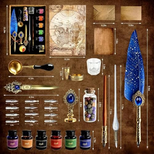 Calligraphy Pens Set,16PCS Dip Pen Stationery Kit (Navy) - color: Navy