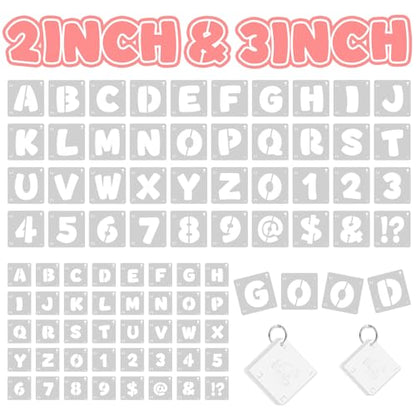 80 Pcs Letter Stencils, Large Letter Stencils for Painting (2 Inch+3 Inch) | Alphabet & Number Stencil for Crafts, Reusable,PET,Letters Stencils for Painting on Wood,Wall,Fabric,Chalkboard,Signs,DIY Art - size: 2 Inch+3 Inch