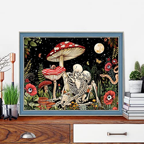 VeGuude Diamond Art Kit for Adults Mushroom Skull Diamond Painting Kits - color: Mushroom Skeleton Moon (VE-065) [11.8x15.7 inch]