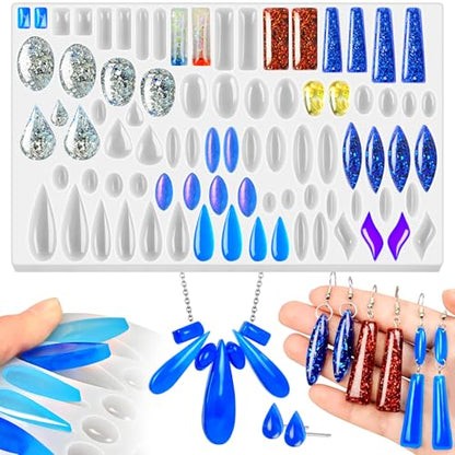 Resin Earring Molds, 41 Paired Shapes Stud Earring Silicone Molds | for Epoxy Resin Casting, Rectangle Oval Cabochon Teardrop Gem Pendant Mold for DIY Jewelry Necklace, Dangle Drop Keychain - color: 1PCS Tear Drop Shape Resin Jewelry Molds