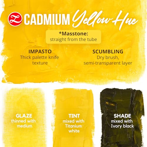 ZenART Professional Oil Paint Set - Artist Grade Cadmium Yellow Hue-2x50ml | Non-Toxic, Buttery Consistency, Rich Pigment, Lightfast Oil Paints for Primed Surface Canvas, Fine Art, Portraits & Landscape - color: Cadmium Yellow Hue