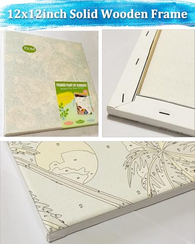 TOCARE Framed Paint by Numbers Kit for Adults Beginners & Kids Ages 8-12, 12x12inch Dinosaur Paint by Number with Frame,Dinosaur Paint by Numbers Framed Canvas for Amimal Lover (Without Easel) - color: TC-F-292