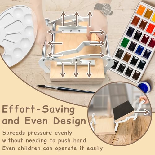 TOPOWN Linocut Printing Hand Lever Press Machine, Linocut Press Machine | A4, White, For Linocut/Woodcut/Rubber Relief, Adjustable Print Thickness, Suitable for Beginners and Studios, Well-Built - color: White