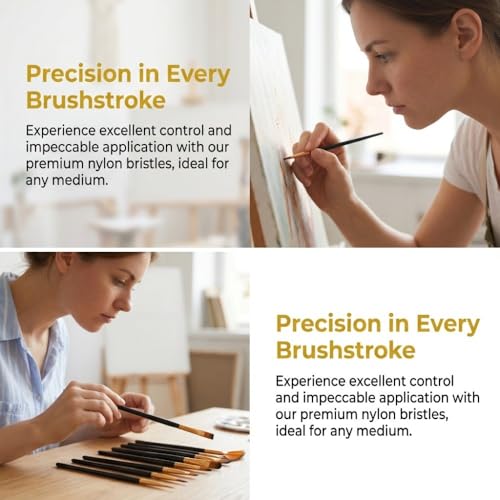 12Pcs Special Shape Art Brush Set, Premium Nylon Filaments Painting Brushes for Watercolor, Gouache, Oil Painting and Handmade Craft Use