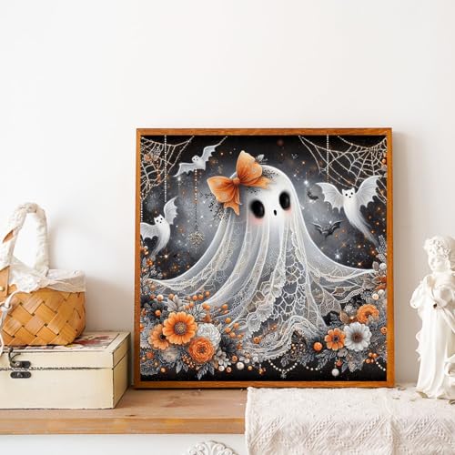 Xylogist Halloween Diamond Art Kits for Adults 14x14 Inch | Halloween Diamond Painting, DIY Ghost Paint by Diamonds for Adults, Full Drill Gem Art for Adults for Home Wall Decor - color: Halloween Ghost, size: 13.8x13.8in(35x35cm)