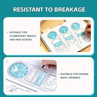 4PCS Multifunctional Geometric Rulers Engineering Ruler for Drawing,School Tool,Office Supply