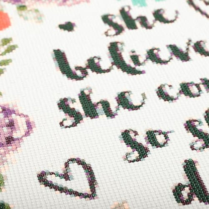 Modern Merch Inspirational Diamond Art for Adults DIY Motivational Quote Wall Art Floral 5D Diamond Painting for Adults, Flowers Cross Stitch Gem Art, Round Drill 12x16 - color: She Believed