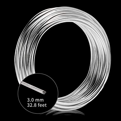 Aluminum Wire Silver 9 Gauge (3.0 mm) 32.8 Ft (10 M) Anodized Bendable Metal Craft Wire for DIY Floral - color: Silver