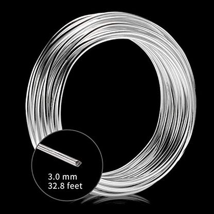 Aluminum Wire Silver 9 Gauge (3.0 mm) 32.8 Ft (10 M) Anodized Bendable Metal Craft Wire for DIY Floral - color: Silver