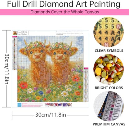 5D Diamond Painting Kits For Beginners Diamond Art Cow Diamond Art Kit 14X14 Inch DIY Diamond Painting Kits For Adults Diamond Art Set - color: FYZZ-142