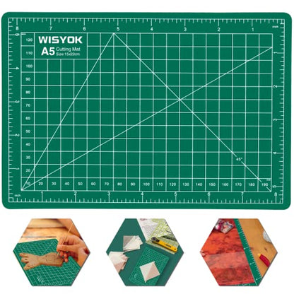 WISYOK Craft Mat, A5 Cutting Mat for Sewing, 6" x 8", Small | Ideal for Fabric, DIY Crafts, Quilting, Scrapbooking, Craft, Home, Office & School Use