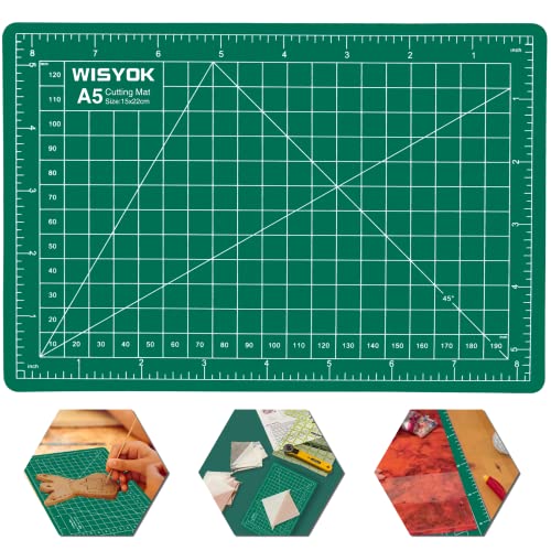 WISYOK Craft Mat, A5 Cutting Mat for Sewing, 6" x 8", Small | Ideal for Fabric, DIY Crafts, Quilting, Scrapbooking, Craft, Home, Office & School Use