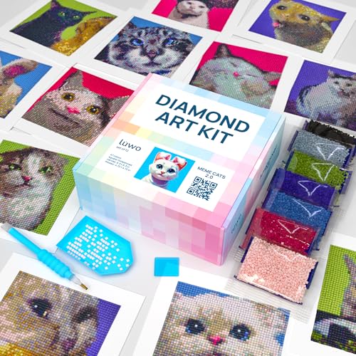LuwoArte 12 Pack Diamond Painting Kits for Adults –Featuring Funny Meme Cats Designs 2.0 –Full Drill DIY Paint Gem Art for Adults–Brilliant 5D Diamond Painting Kit–Relaxing Craft for Home Wall Décor - color: Meme Cats 2.0
