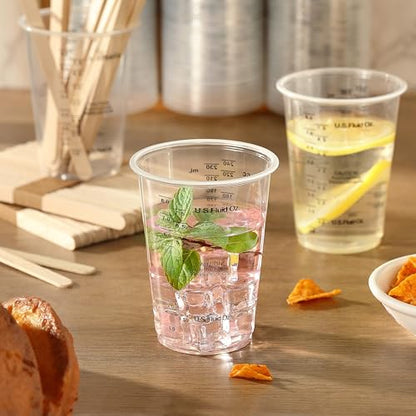 200PCS Resin Epoxy Mixing Cups, HIA 8oz Clear Plastic Paint Measuring Cups with 200pcs Wooden Stirring Sticks for Epoxy Resins, Mixing Paint, Pigments, Resins