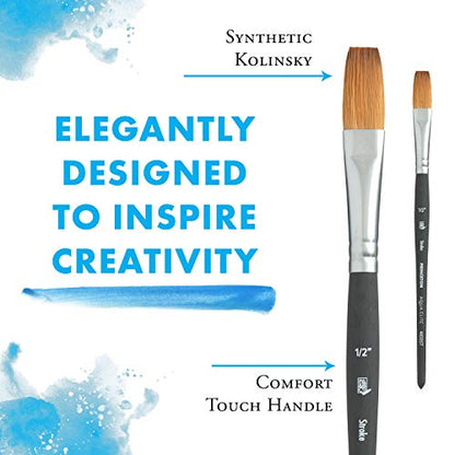 Princeton Aqua Elite Stroke Brush, Synthetic, Short Handle, Size 1/2 inch, 1 Count - size: Size 1/2 inch