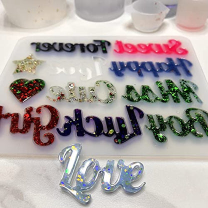 ZQYSIING Alphabet Resin Molds, Set of 2 Blessing Alphabet Keychain Molds - color: 2PCS Blessing Letter Molds