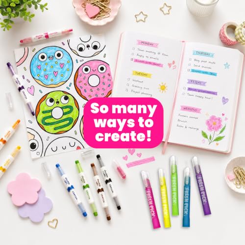 OOLY Double Up Double-Ended Twist-Up Crayons, Set of 6, 12 Colors | Ages 3+, Easy-Grip, Non-Toxic and Water Soluble, Fun Double-Ended Twist-Up Crayons for Toddlers and Kids, Great Gift - style: Double Up Crayons - Set of 6