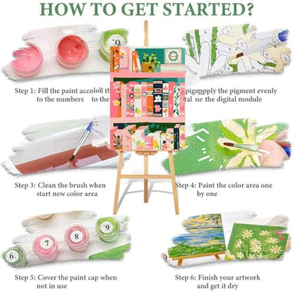 ICYANART Paint by Numbers for Adults Framed, Book Number Painting 8x12In | Book Paint by Number for Adults Beginners, Acrylic Fantasy Painting by Numbers, Book Number Painting - color: Books-7.8x11.8in