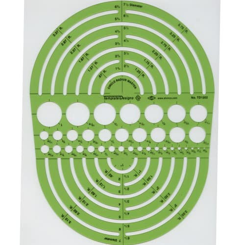 ALVIN Circle Radius Master Template TD1202, Template for Artists, Architects, Design and Drafting, 3/64th" to 7.5" scale - style: Circle Radius Master