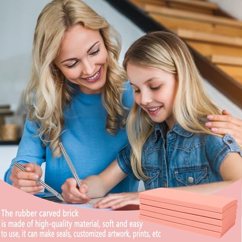 Linoleum Blocks for Printmaking, Pink Rubber Stamp Carving Blocks Rubber Carving Blocks Linocut Block for Stamp Maker Printmaking Supplies (Pink - 12 Pcs) - color: Pink - 12 Pcs