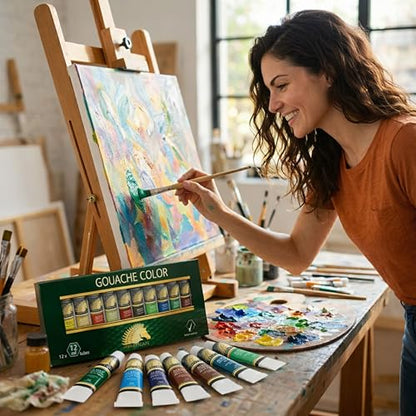 MyArtscape Gouache Paint Set - 12 x 12ml Artist Gouache Paints