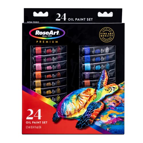 RoseArt Premium Oil Paint - Set 24 Colors, Maximum Strength Pigmented Oil Paints for Casual to Professional Artists, multi