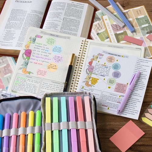 Dashspark Bible Study Kit - Bible Journaling Supplies Kit for Women - Christian Gifts for Women - Highlighters and Pens with Aesthetic Bibles Journal Notebook - Bibles Accessories Annotation Kits - color: Black