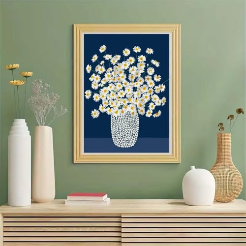 White Chrysanthemum Paint By Numbers Kit for Adults,Home Decor 16x20In | DIY paint by numbers for Beginner,paint by number - color: GM34