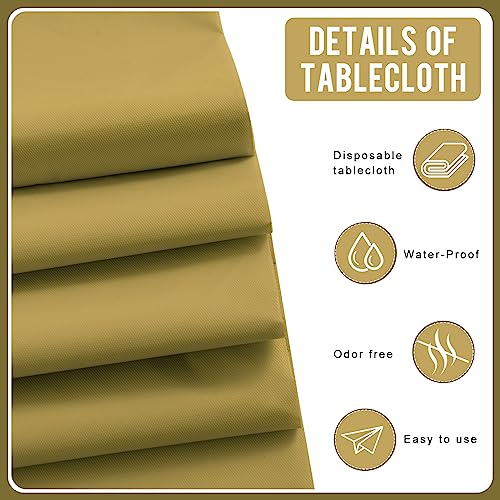Eleclassi Gold 12 Pack Premium Disposable Plastic Tablecloth 54 x 108 in - Plastic Table Cloth Disposable Tablecloth for Rectangle Table Up to 8 Feet - color: Gold, size: 12 Pack Rectangle