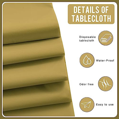 Eleclassi Gold 12 Pack Premium Disposable Plastic Tablecloth 54 x 108 in - Plastic Table Cloth Disposable Tablecloth for Rectangle Table Up to 8 Feet - color: Gold, size: 12 Pack Rectangle