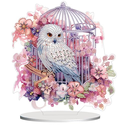 ACSAUMMY Diamond Art Kits for Adults, 5D Diamond Art Painting Desktop DIY Owls Diamond Art Tabletop Animal Diamond Arts and Crafts for Kids Adults Stand Up Gem Painting Kit for Gift, Decoration - color: Owls