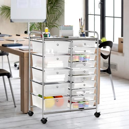 Simple Houseware 15 Drawers Rolling Utility Cart Art Craft Storage, Chrome - color: Chrome, size: 15 Drawers