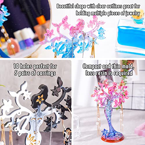 NiArt Beauty Jewelry Holder Epoxy Resin Silicone Casting Mold Kit, 2PCS Earing Stand Display for Necklaces Bracelets Storage Jewelry DIY Crafts Arts Handcraft Home Decoration Gift