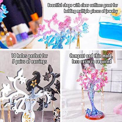NiArt Beauty Jewelry Holder Epoxy Resin Silicone Casting Mold Kit, 2PCS Earing Stand Display for Necklaces Bracelets Storage Jewelry DIY Crafts Arts Handcraft Home Decoration Gift