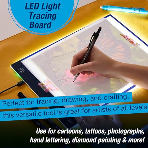 Faber-Castell LED Light Tracing Board: Adjustable Light Up Drawing Board, LED Drawing Pad, Tracing Light Box, Back to School Art Supplies for Artists, Hobbyists & Adults
