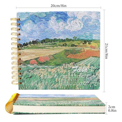SuyuanArt Hardcover Square Sketchbook 8" x8", Thick Acid-Free Paper for Drawing Spiral Bound, Portable Mixed Media Art Sketch Pad,Drawing Sketching Gift for Artists (Green Wheat Fields 8 "x 8 ") - color: Green Wheat Fields 8 "x 8 "
