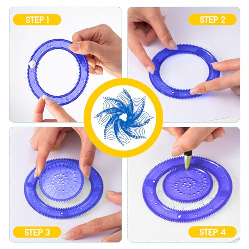 Chivao Spiral Art Kit Circle Stencils Drawing Tool Geometric Ruler,Elegant - style: Elegant