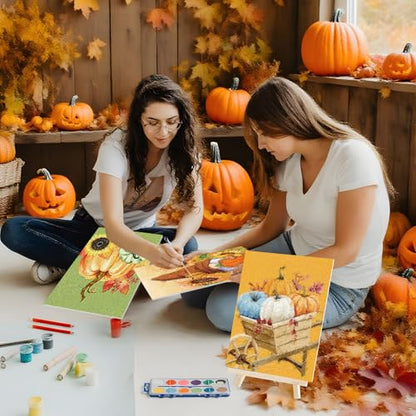 Sherr 12 Pcs Pre Drawn Canvas for Adults,Thanksgiving,8 x 10 Inch - size: 8 x 10 Inch, style: Thanksgiving