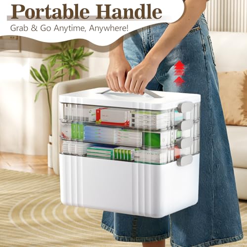 ARSTPEOE 4-Tier Medicine Organizer - Portable Medicine Cabinet with Handle - size: Extra Large 4 Tier