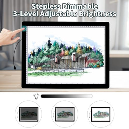 A4 Light Board for Diamond Painting - Tracing Light Box with Stand, Stepless Dimmable 3 Levels Brightness Light Pad, Ultra-Thin LED Light Pad for Weeding Vinyl, Drawing, Diamond Painting - style: A4 with Stand(Diamond painting kit)