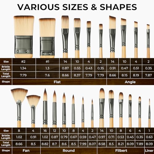 Nicpro 26pcs Professional Paint Brush Set with Palette Knife & Canvas Roll | Artist Paint Brushes for Acrylic Painting, Oil, Watercolor & Gouache, Adults Art Painting Tools Supplies - color: Burlywood