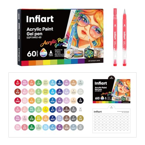 Acrylic Gel Pens, 60 Colored Acrylic Paint Pens for Adult Coloring Book, 1.0mm Fine Point Colored Gel Pens for Journaling, Drawing, Note Taking, Art Supplies and DIY Crafts - color: 60 Colors