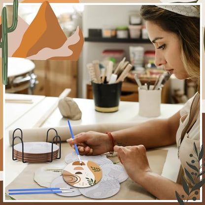 Reallnaive 8 Pcs Boho Paint by Numbers Kit for Adults Wooden Coasters - style: Boho