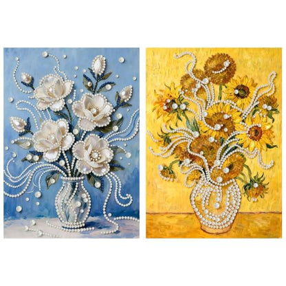 2 Pack Vase Flower Diamond Art Pearl Painting Kits for Adults (12×16 inch) - color: WYZ188+WYZ189