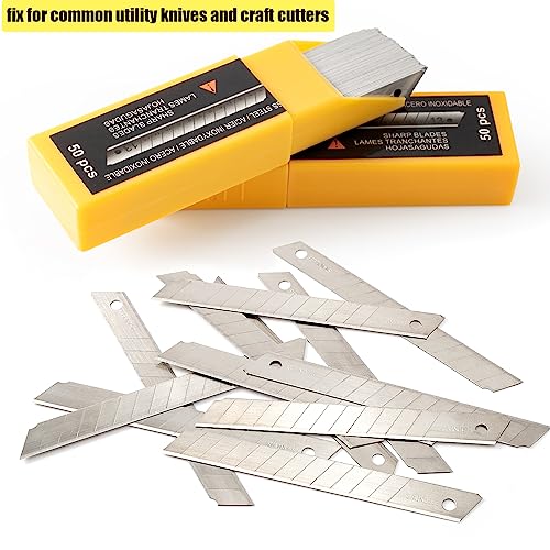 9mm Utility Knife Replacement Blades, Snap Off Blades for 9MM Universal Art Knife,Stainless Steel Blades Use in Office, Home, Arts, Crafts - 100PCS
